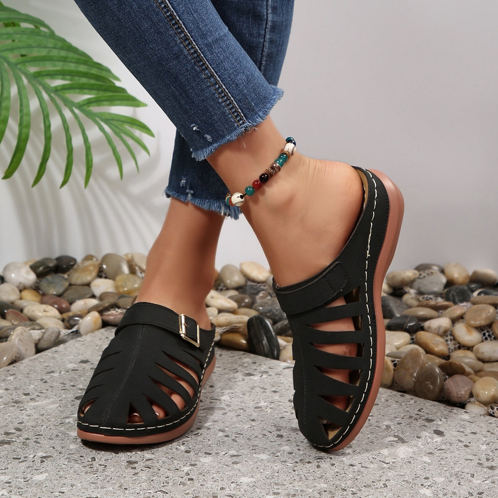 Women's Closed-Toe Stylish and Easy Hollow Design Mules