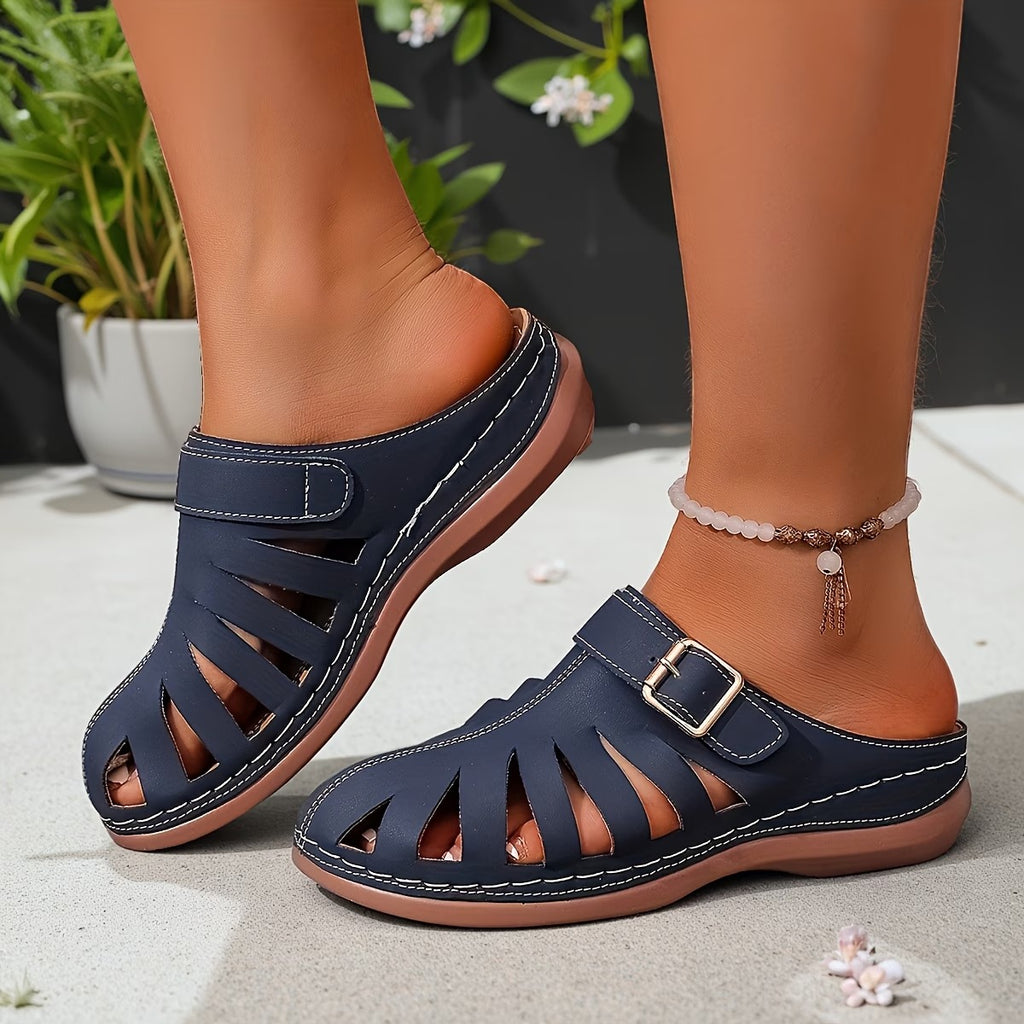 Women's Closed-Toe Stylish and Easy Hollow Design Mules