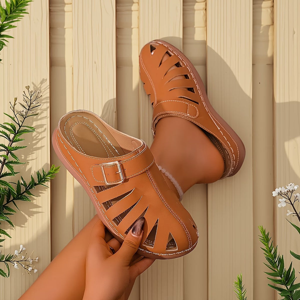 Women's Closed-Toe Stylish and Easy Hollow Design Mules