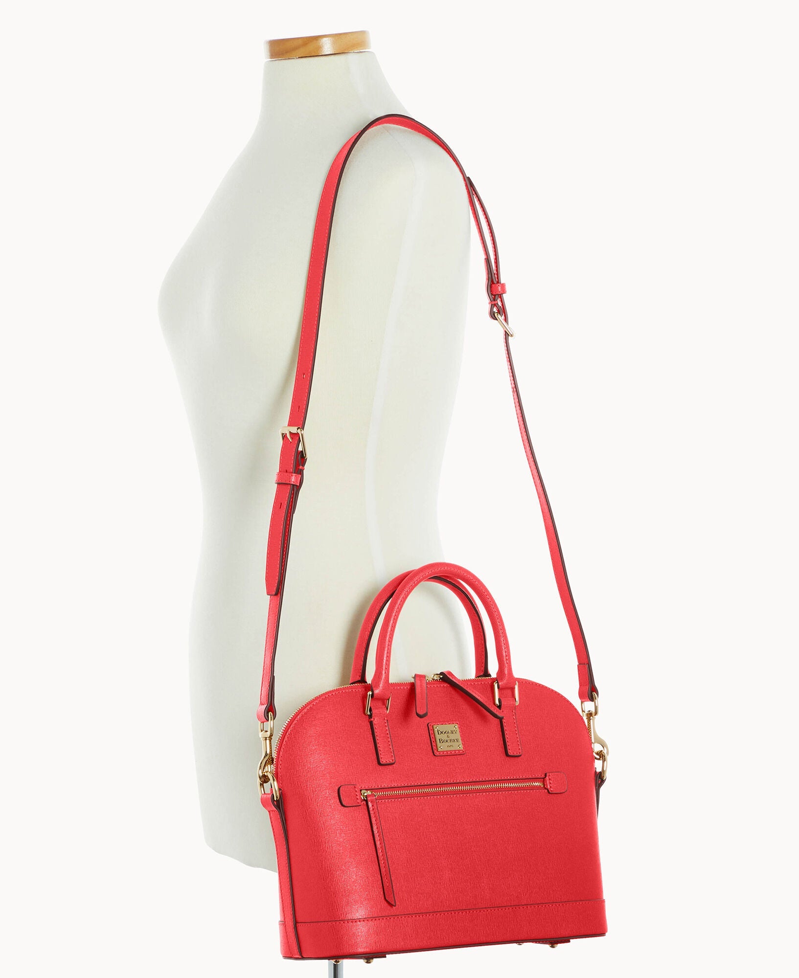 Saffiano Domed Zip Satchel