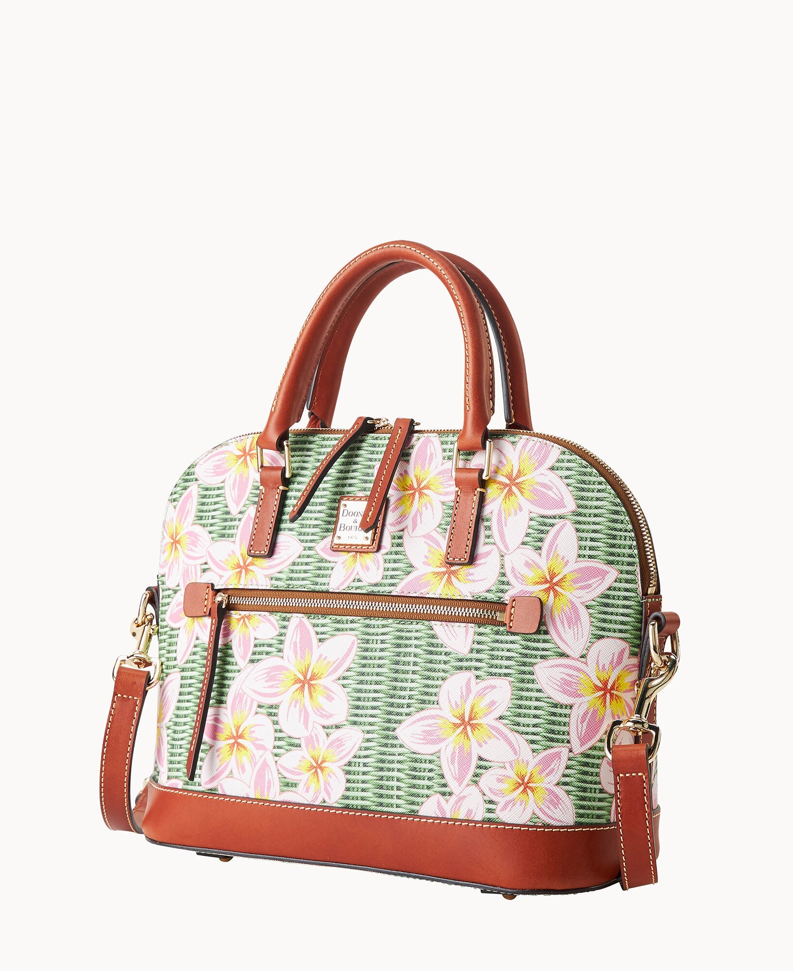 Plumeria Domed Zip Satchel