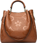 Travistar Floral Handbags Purses Women - Embossed Leather Top Handle Handbag Set Large Shoulder Bag Ladies Bucket Hobo Tote