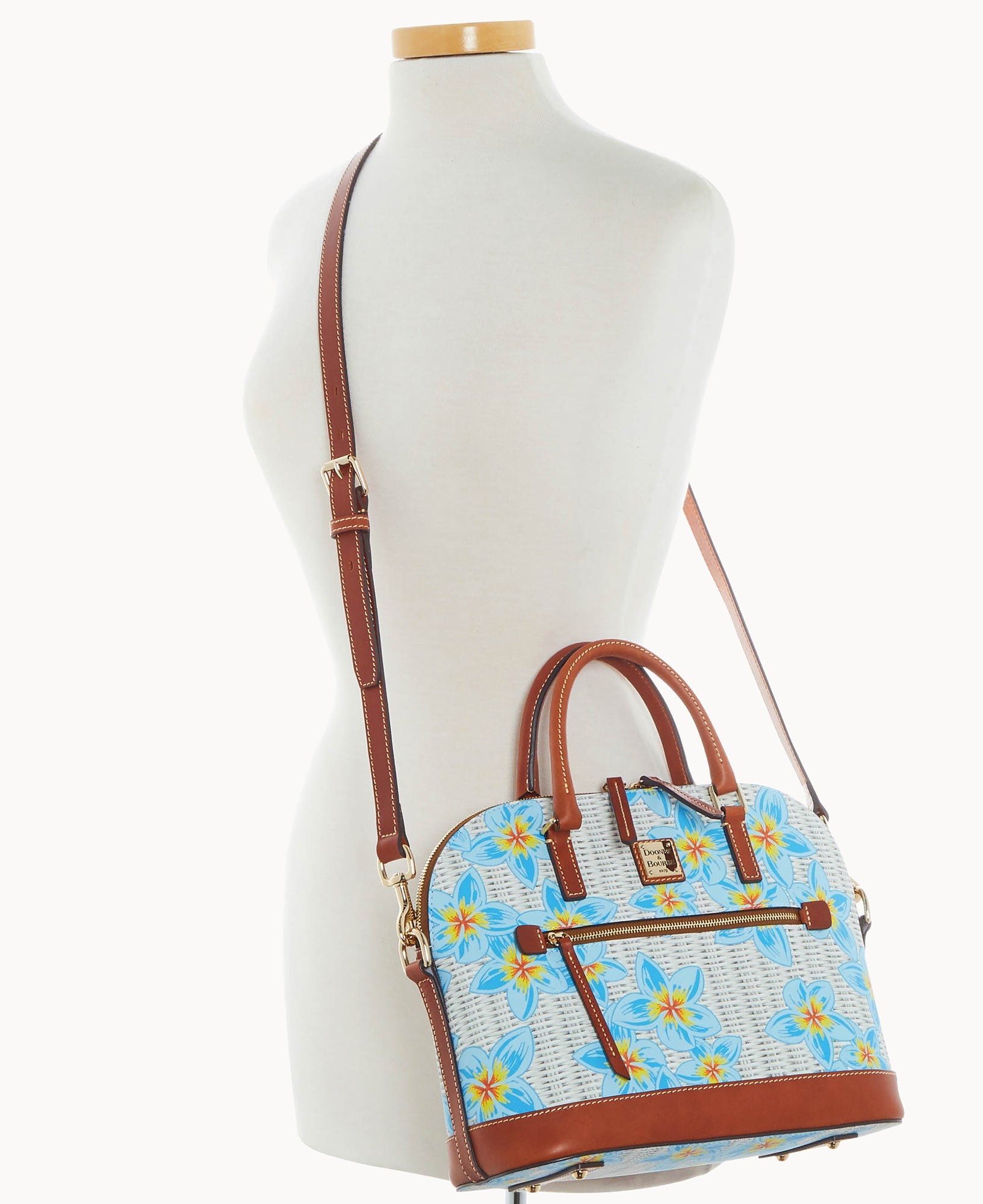 Plumeria Domed Zip Satchel