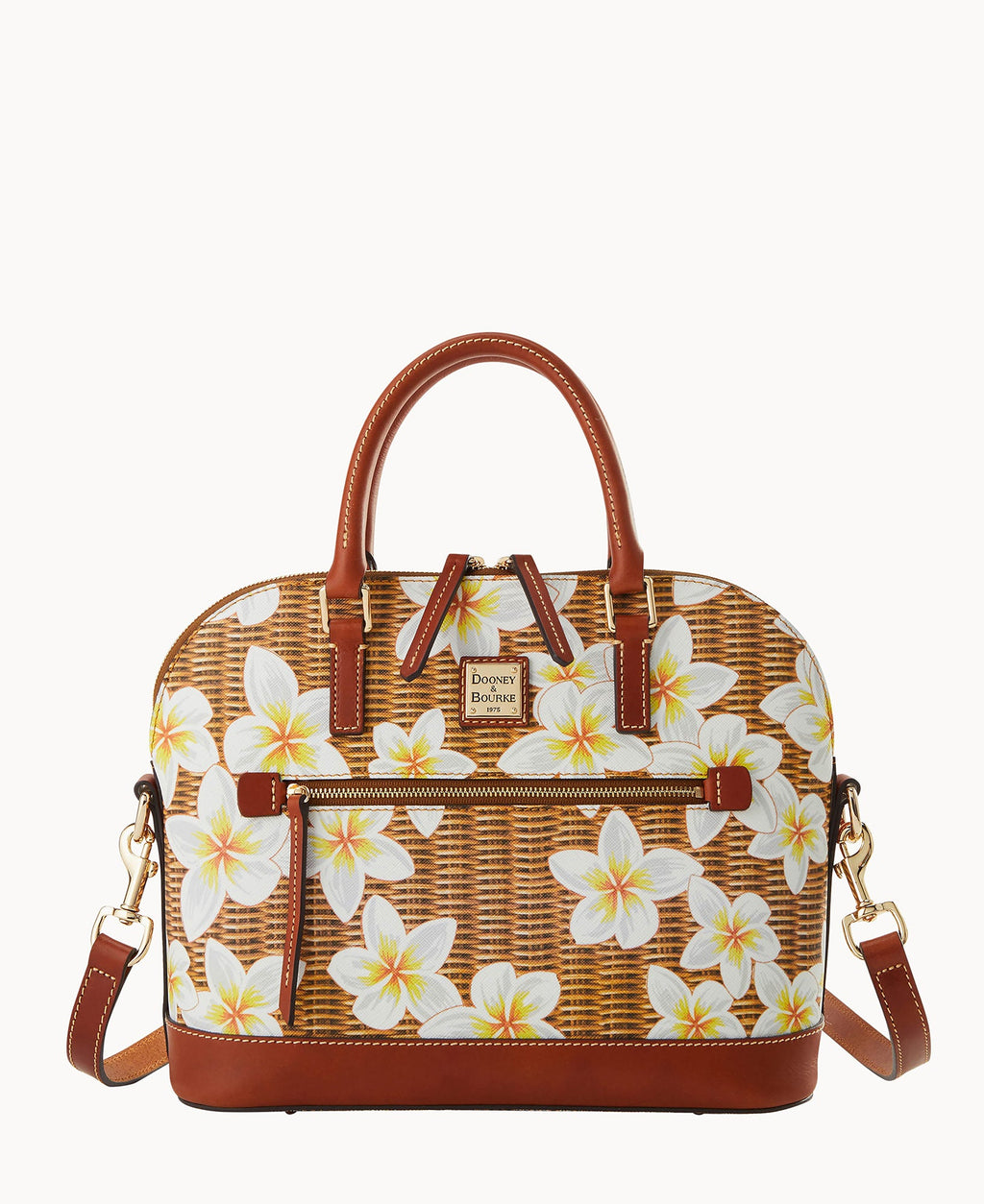 Plumeria Domed Zip Satchel