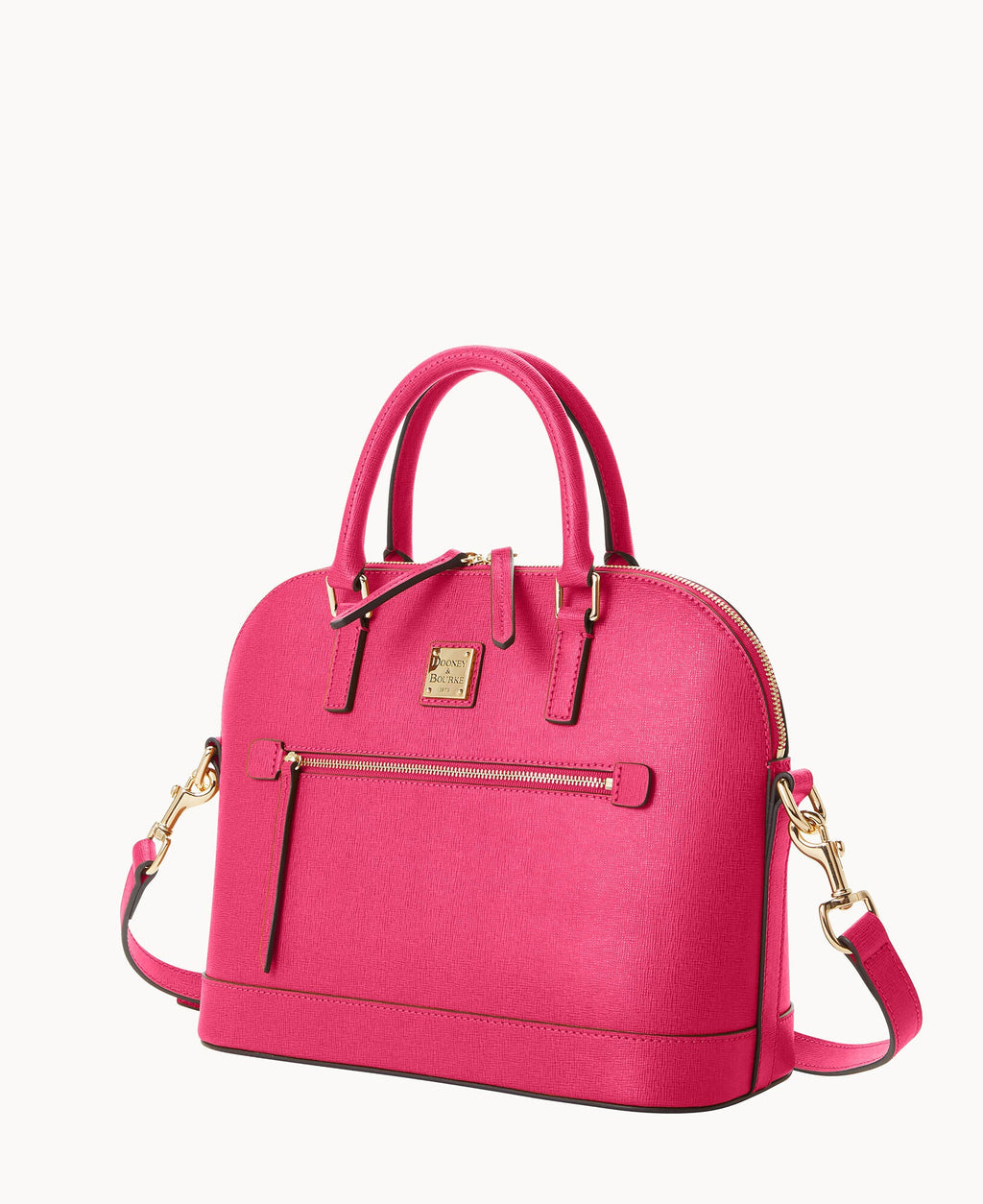 Saffiano Domed Zip Satchel