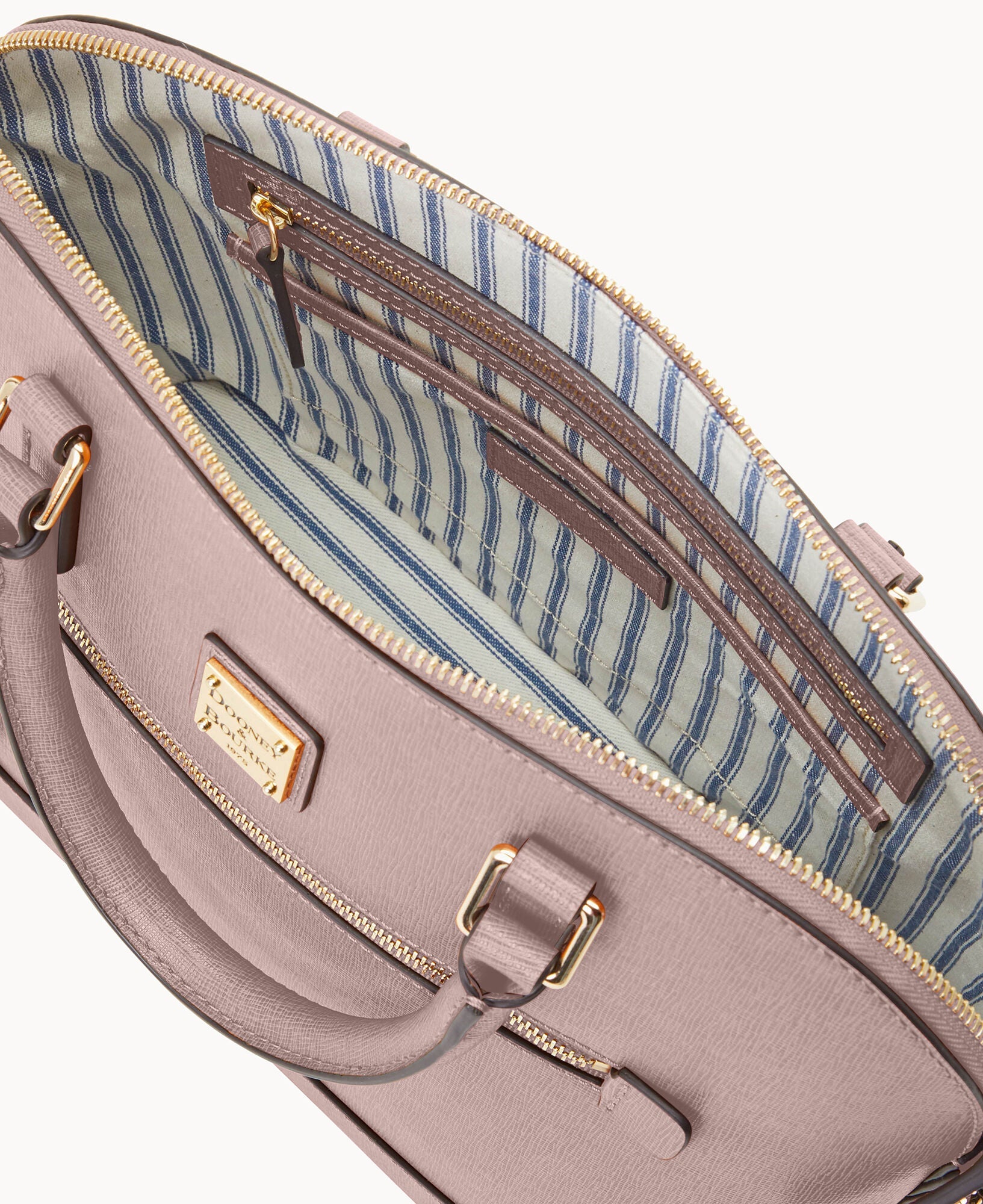 Saffiano Domed Zip Satchel