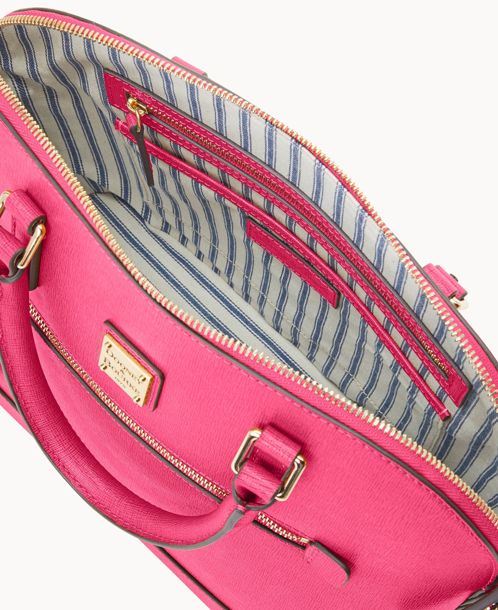 Saffiano Domed Zip Satchel