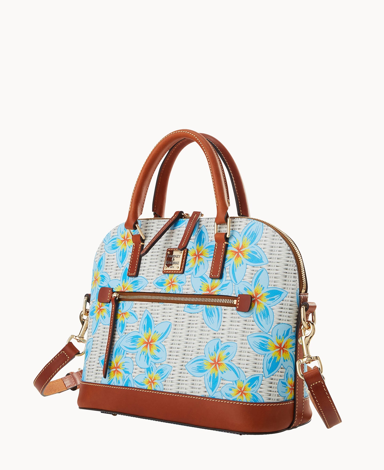 Plumeria Domed Zip Satchel