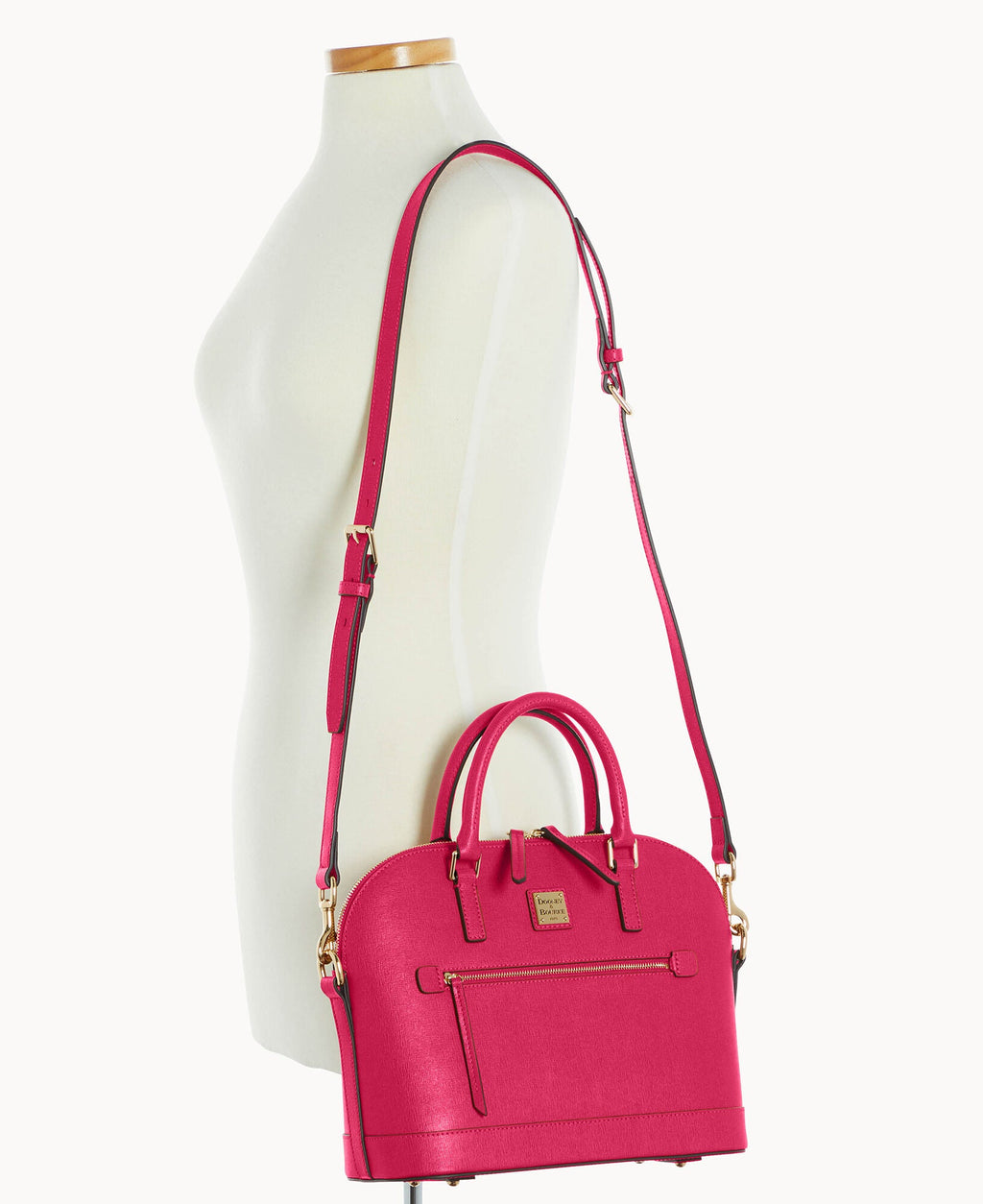 Saffiano Domed Zip Satchel