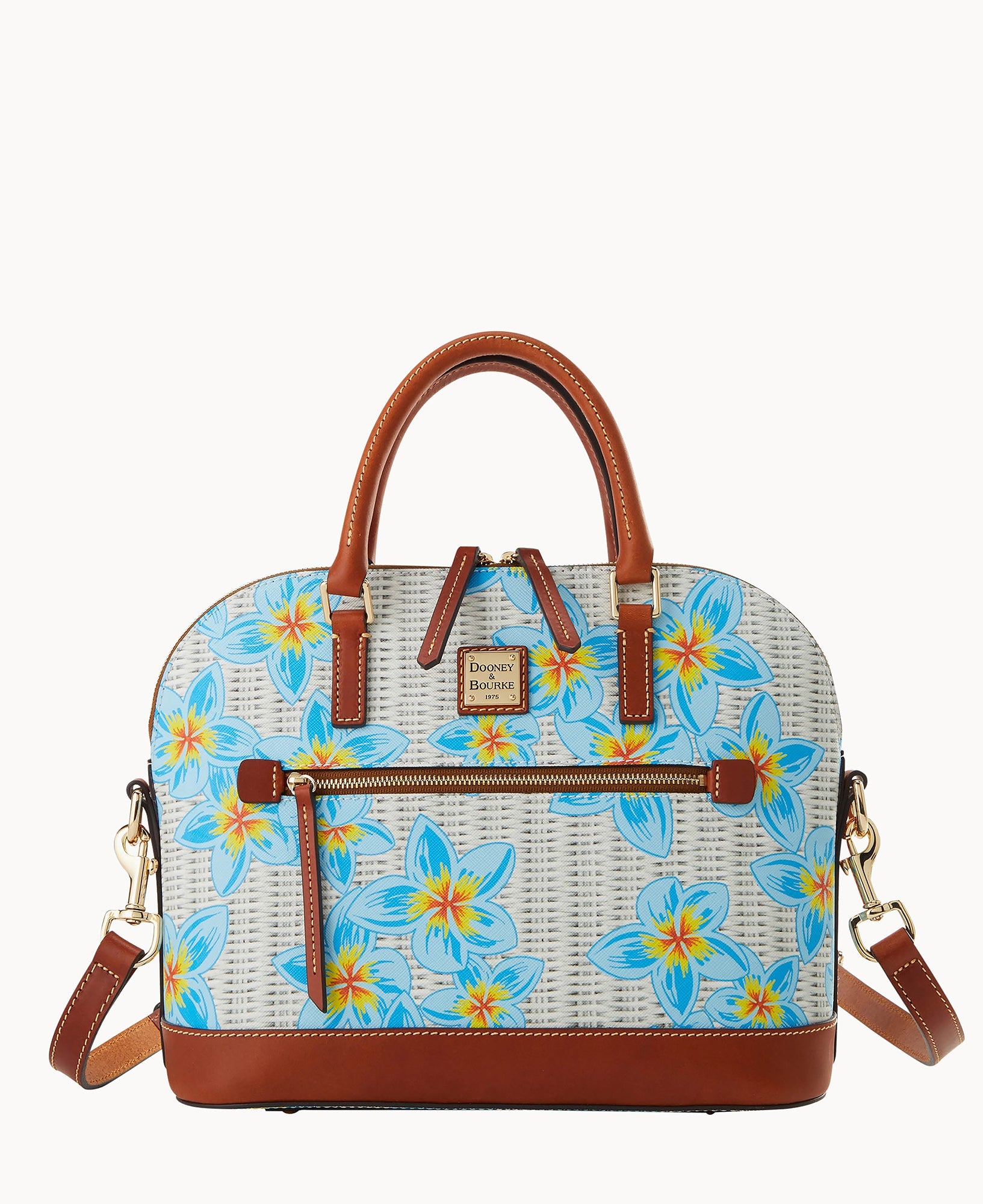 Plumeria Domed Zip Satchel