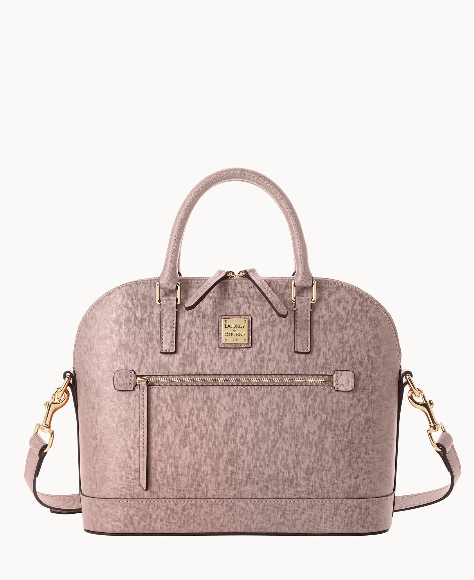 Saffiano Domed Zip Satchel